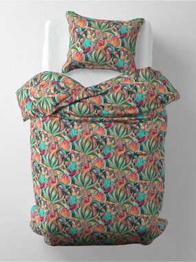 Spoonflower Duvet Cover and 2 Pillow Shams  in Southwest Blooms and Birds